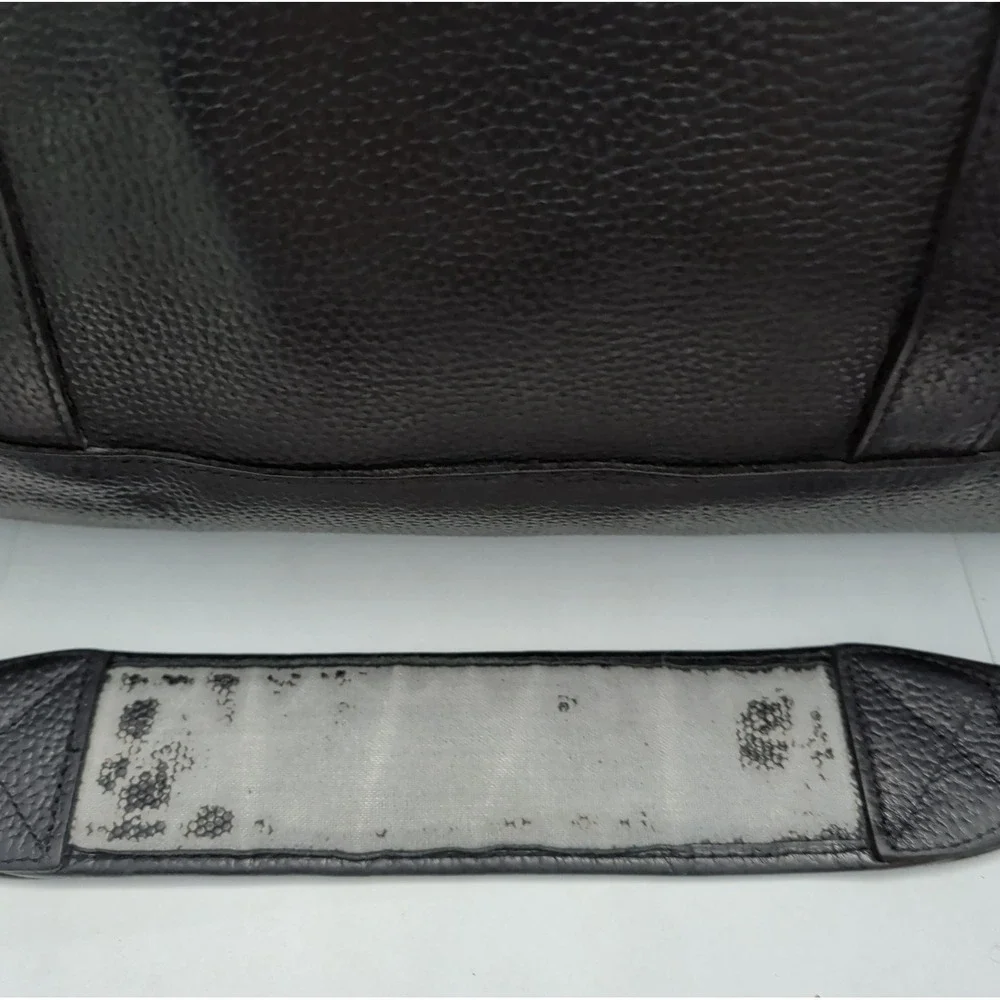 Vtg L.L. Bean Black Pebbled Leather Messenger Bag Satchel Casual Travel Laptop